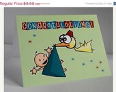 50% OFF LIQUIDATION Congratulations Stork New Baby Birth Greeting Card