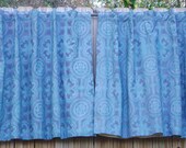 Spring Cafe Curtains Turquoise & Purple Linen Cotton Blend