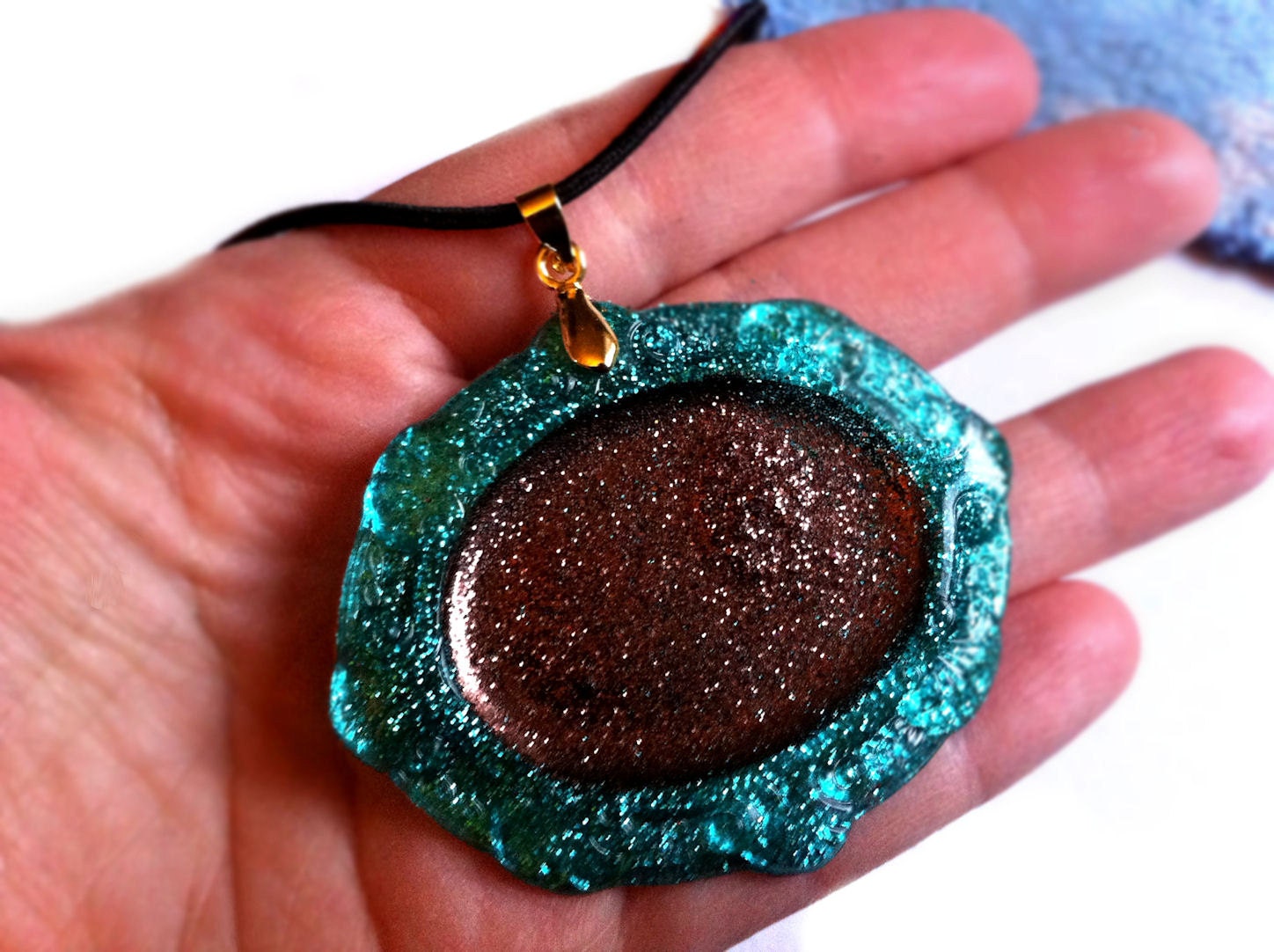 Resin Glitter Pendant, Custom Color & Design Necklace, You choose glitter colors and image.