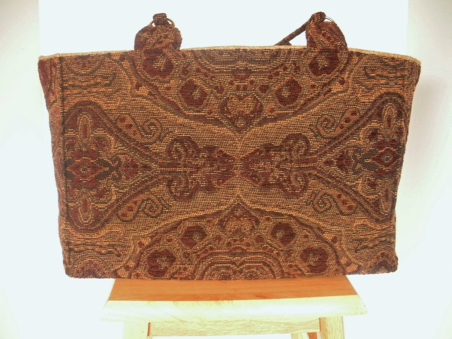 Burgandy and Gold Brocade Tote Bag