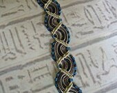 Macrame bracelet in silver gray purple and blues. Handmade Micro macrame bracelet