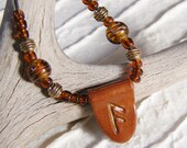 Ansuz Terracotta Polymer Clay Amulet Rune Necklace