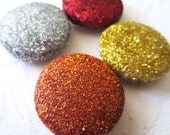 Magnets // Glitter // Hot Sunrise // Gold Orange Red Silver // set of 4