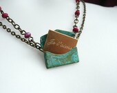 Patina Envelope Locket Layered Necklace - Je t'aime