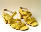 60s vintage Selby Lemon Yellow Strappy  Sandals