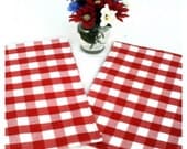 Two Cloth Placemats, Red Kitchen Mats, Picnic Placemats, Red & White Checks, Fabric Placemats Set of Two, Handmade Placemats, BeesHotPads - BeesHotPads