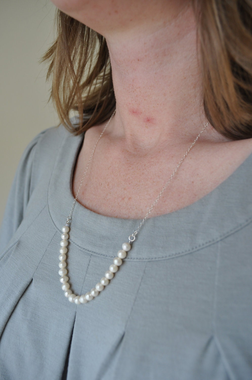Ivory Freshwater Pearl Necklace on sterling silver chain - simple everyday jewelry