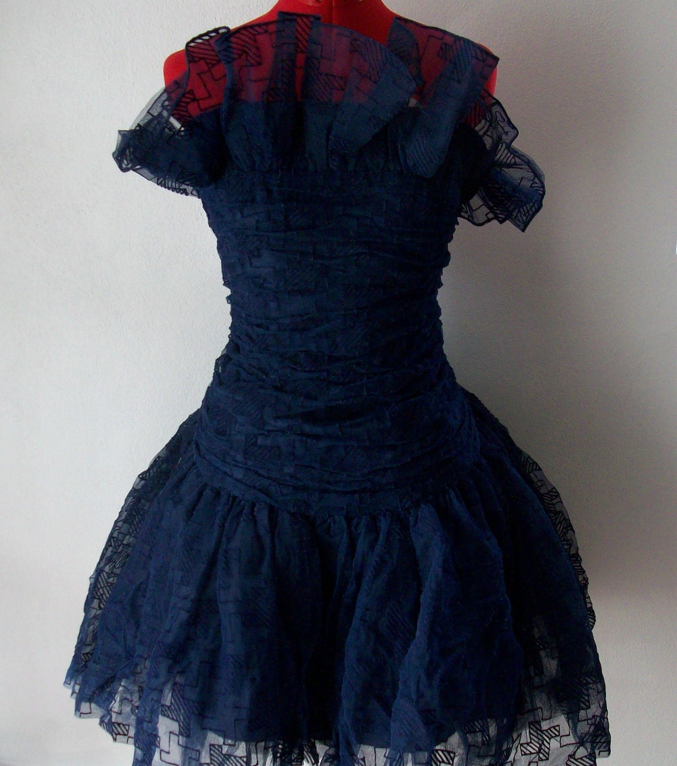 Blue Formal (Prom) Dress - 1980's Vintage