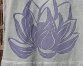Lotus Flower Tshirt, Short Sleeve, Lino cut block print, hand dyed, Women's Small