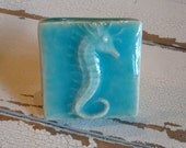 Sea Horse Art Tile Cabinet Knob Drawer Pull Beach Decor