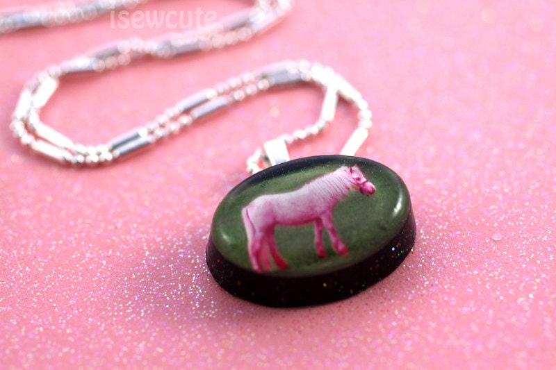 OMG Pink Pony Little Horse Cute Necklace Handcast Unique Resin Jewelry for the Girl Who has Everything