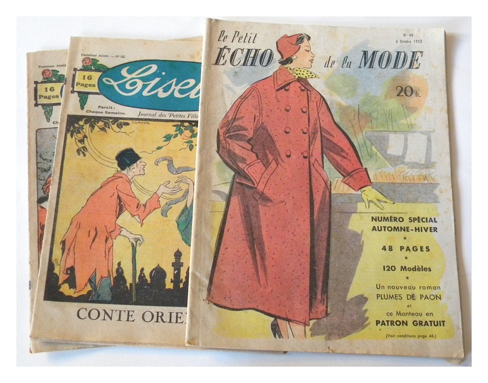 vintage french magazines fashion and girls paper magazines lot