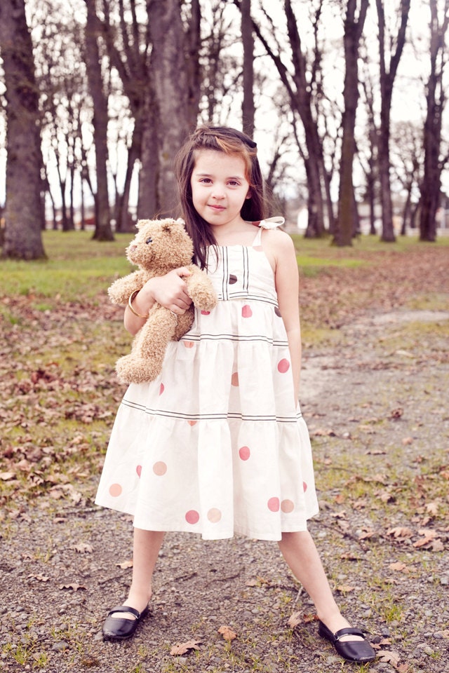 Girls Vintage Style French Dot Tiered Sundress... Size 12/18M through 12