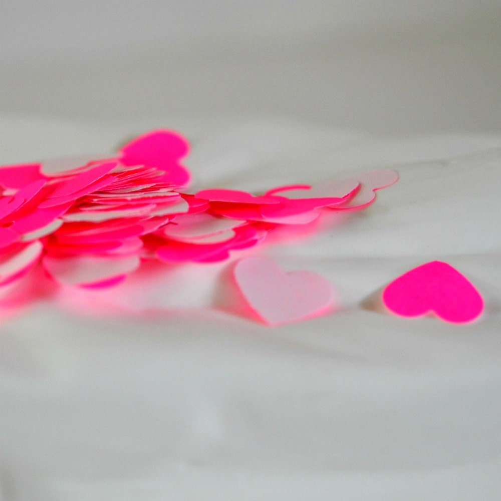 Confetti 100 Tiny Paper Hearts Neon Pink Spring