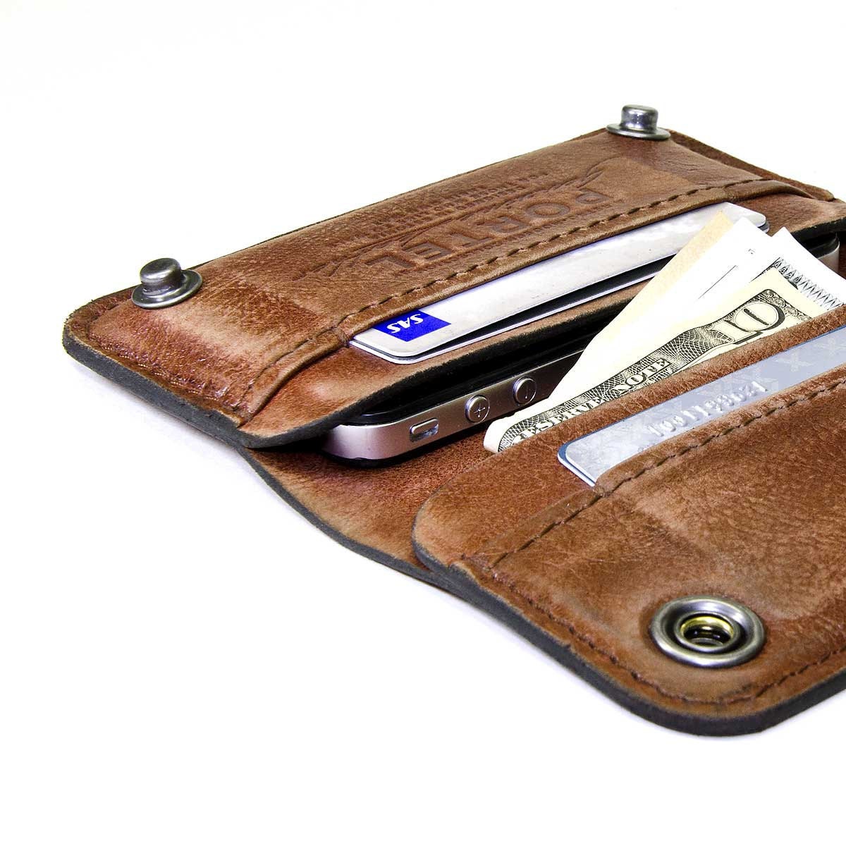 iPhone / iPod Touch - - RETROMODERN aged leather wallet - - LIGHT BROWN