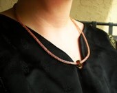 UNISEX - Copper 23 Inch Viking Knit Necklace with Handmade Glass Bead - Single Weave with Five Loops