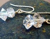 Diamond Herkimer Earrings Sterling Silver Crown Chakra
