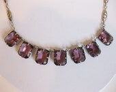 Vintage 1920's Sterling Amethyst Glass Stone Necklace