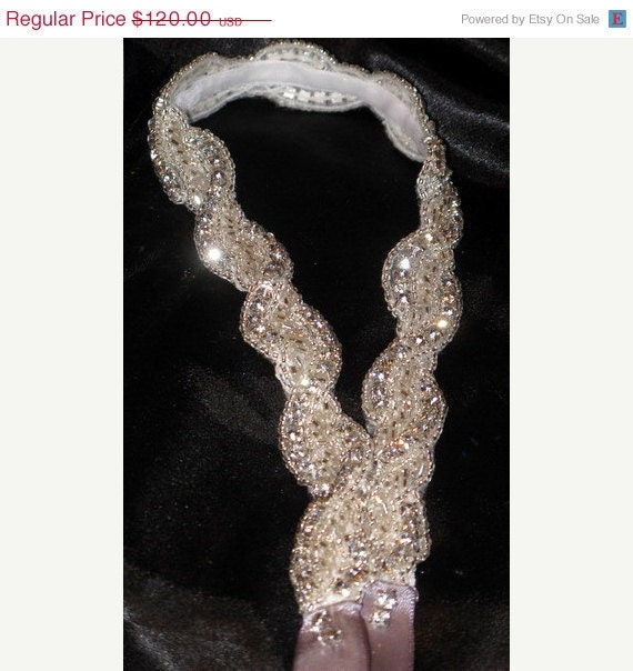 hair bridal accessories, Beaded Rhinestone Crystal Bridal Headband Bridal Headpiece "Nikki" TREASURY Featured Item