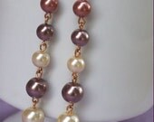 3 inch Long Dangle Pearl Glass Earrings