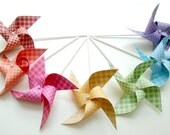 Pinwheels GINGHAM RAINBOW set of 7 mini pinwheels... Il_170x135