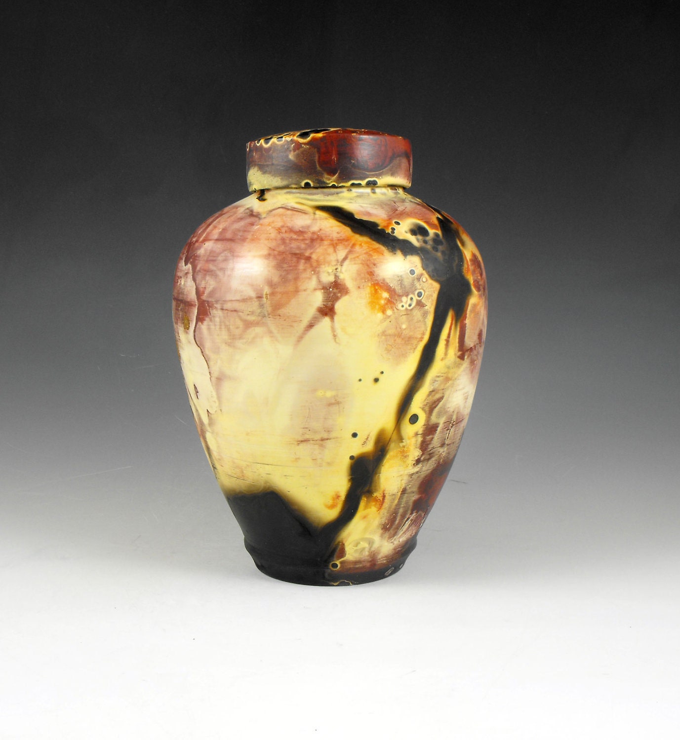 Red  Ferric Chloride Raku Keepsake Urn or Pet Urn