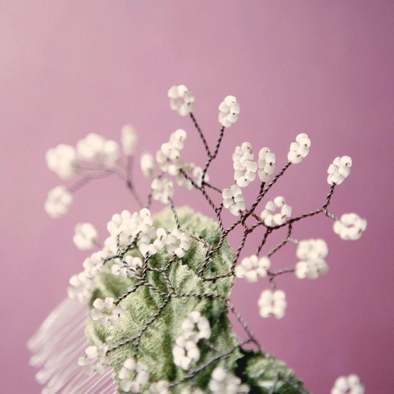 may flowers - vintage beaded floral comb