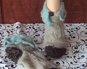Hand Spun Slipper Socks -- Lace, Leaves and Ruffles