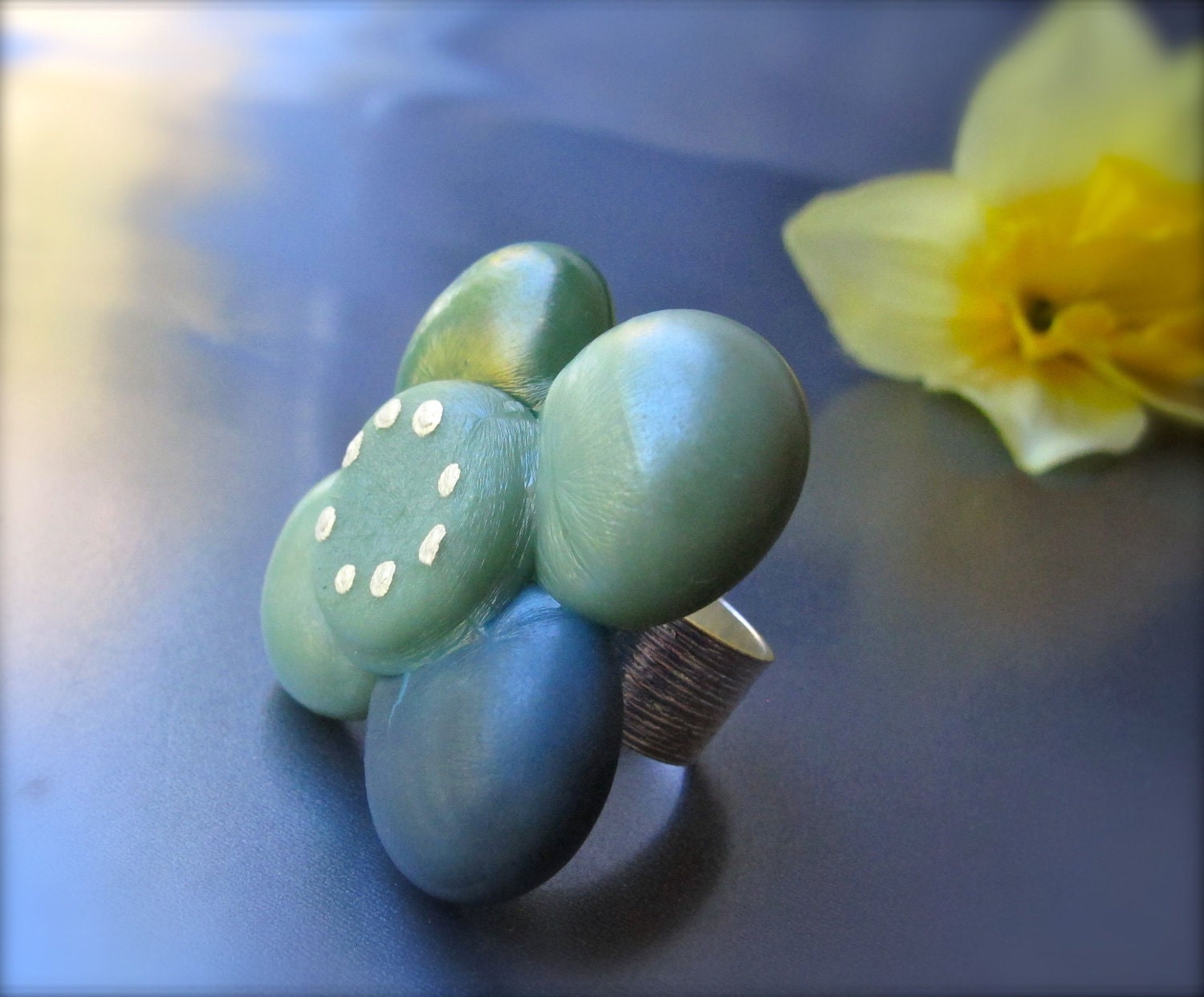Hand Crafted Fused Glass Statement Cocktail Ring