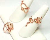 3 Copper Rings Set Adjustable Wire Wrapped