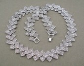 Faux Rhinestone Diamond Cut Vintage Necklace
