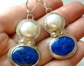 Pearl and Lapis Earring