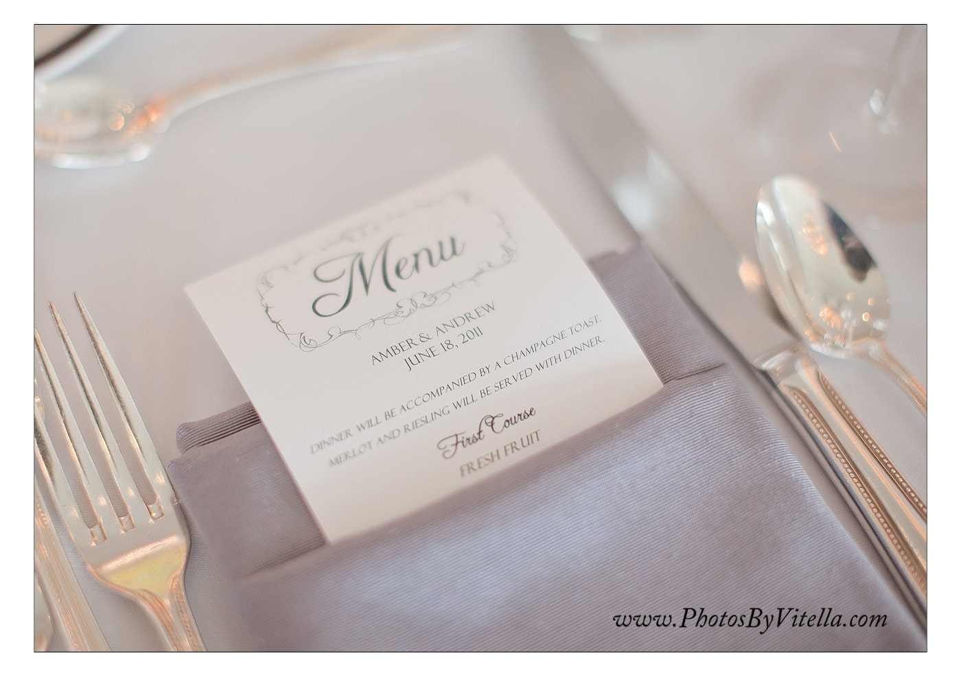 Modern Wedding Menu Card - Gray and White - Digital File Il_170x135