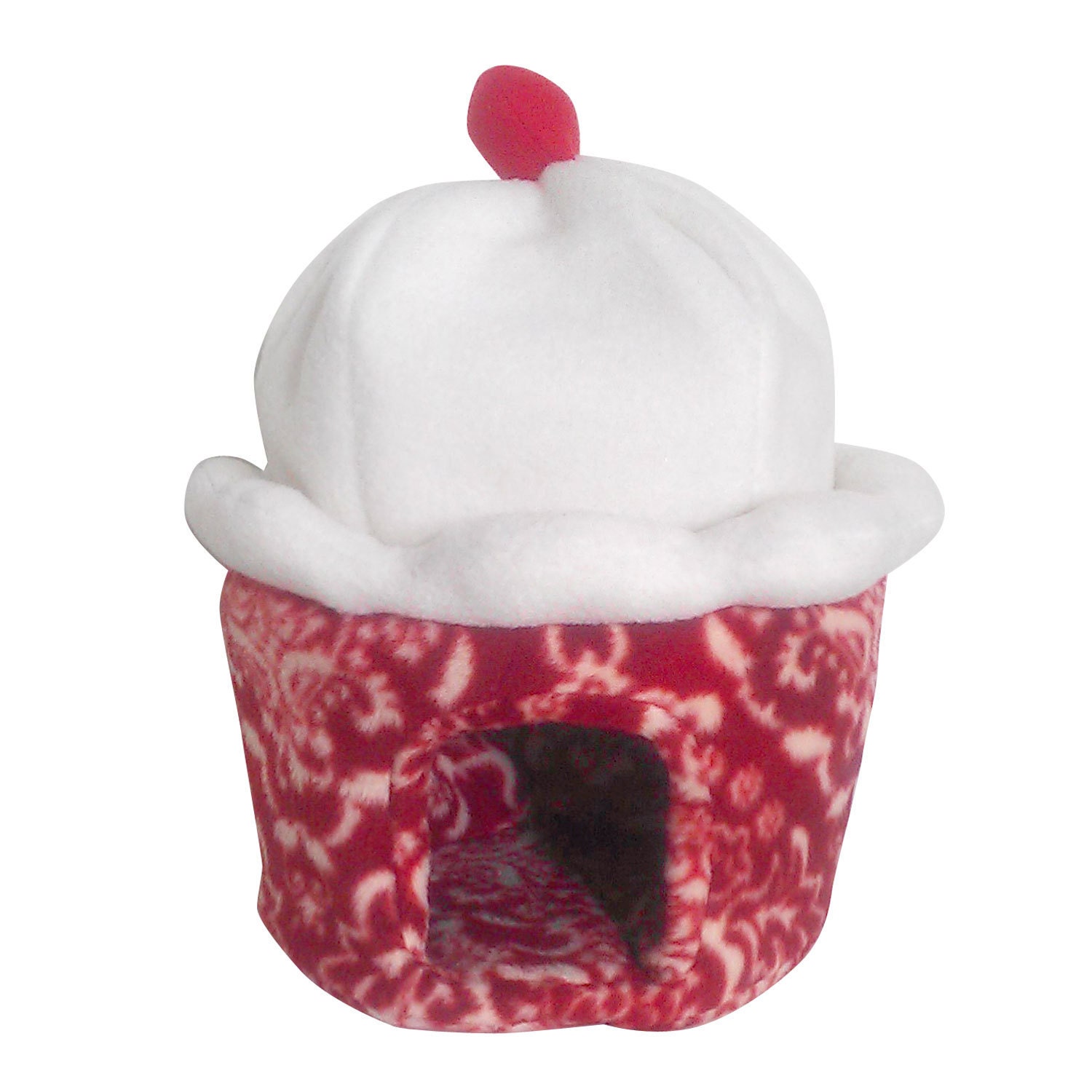 Red Print w/ Cream Cupcake House
