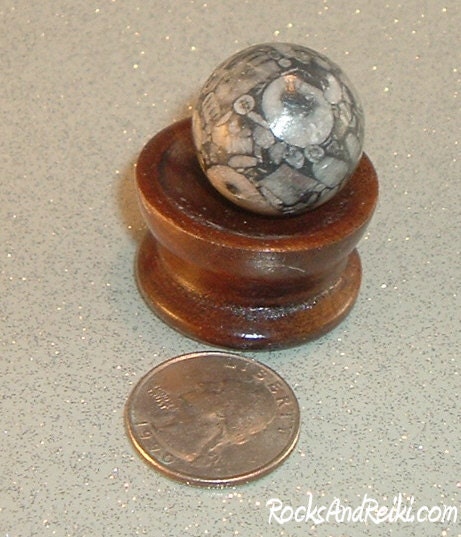 Fossil Stone Sphere - For Releasing Stress & Promoting Contentment - Reiki Infused Crystal - 3897