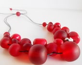 Berry Red bubble ball resin bead necklace NEW - stratdesigns