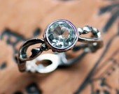 READY TO SHIP, Green amethyst ring, sterling silver, hand carved, filigree, floral, Wrought ring
