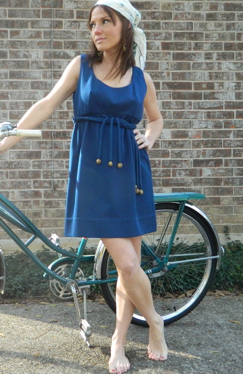 SIXTIES mod navy fully lined, NAVY baby doll fit MINI dress