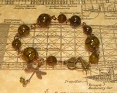 Antique brass dragonfly bracelet BR005
