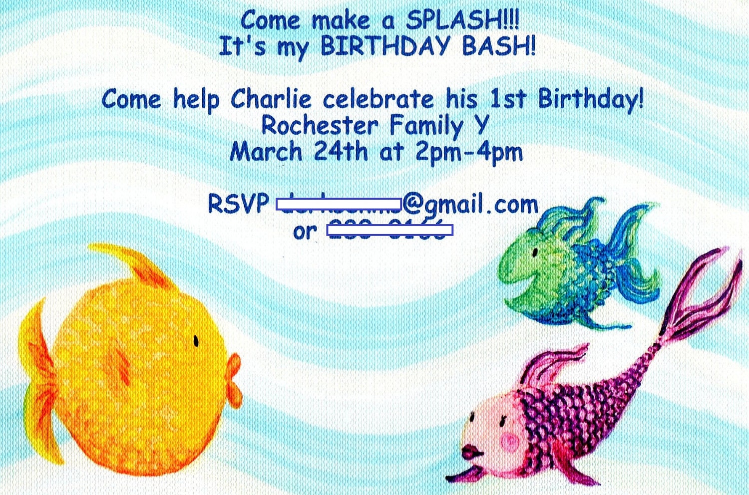 Birthday Pool Party Customizable Invitation for Child, 5 - 5x7 Postcards or Cards with Envelopes