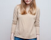 vintage CASHMERE sweater / simple camel sweater / M