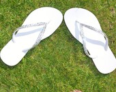 WHITE Crystal Flip Flops