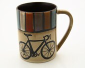 Large Bike Mug with Stripes can be personalized