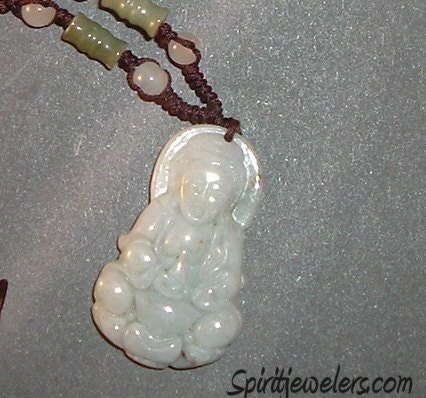 Siddhartha Gautama Buddha Pendant Necklace - Carved Jade Gemstone - Reiki Infused - Balancing Prosperity Energy - 3626