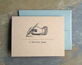 Kraft Personalized Stationery Set - Rustic Letterpress Note Cards - Hand Writing (30)