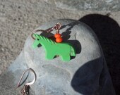 Green Gaspeite Block Horse Earrings Hand Carved