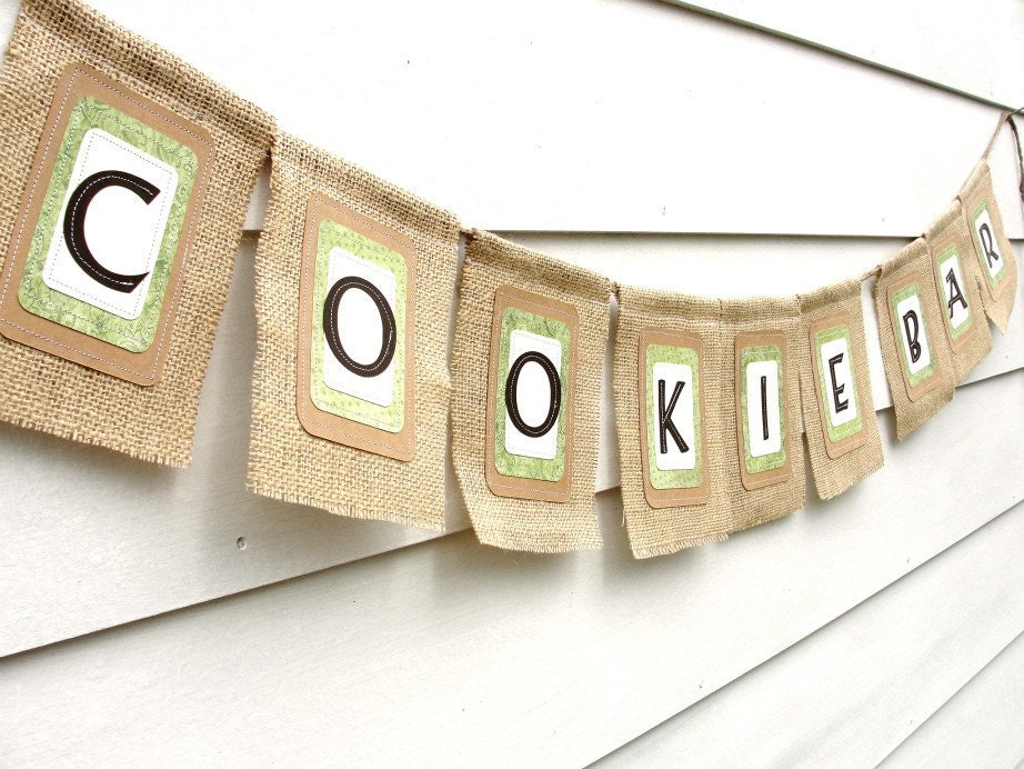 Burlap Garland COOKIE BAR Banner, Table Sign, Custom Colors Available