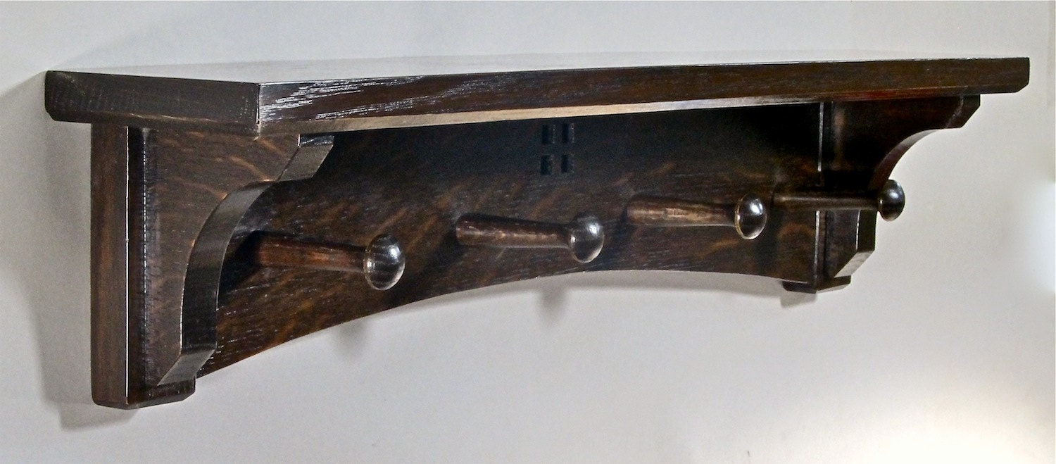 Arts and Crafts / Mission 24" Wall Shelf and Coat Rack