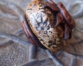 Pendant - Focal Bead with Tiny flowers and Copper details