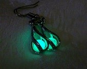 Mermaid's Magic - White Gold Earrings - Glow in the Dark - Set of Two Dangle Style Earrings